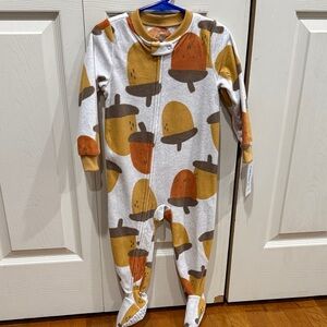 Carter's Acorn Print Footie Pajamas - Brown, Orange, Cream